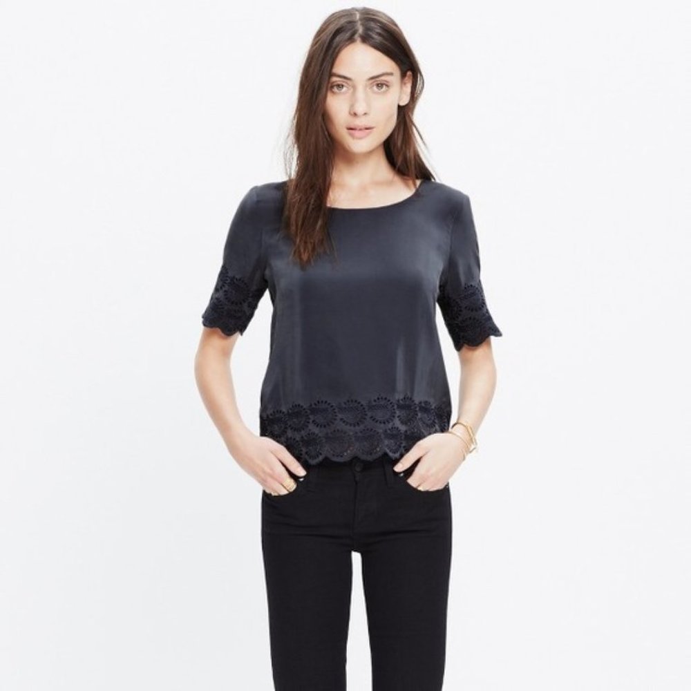 Madewell Moondial Top Blouse XS Silk Grey